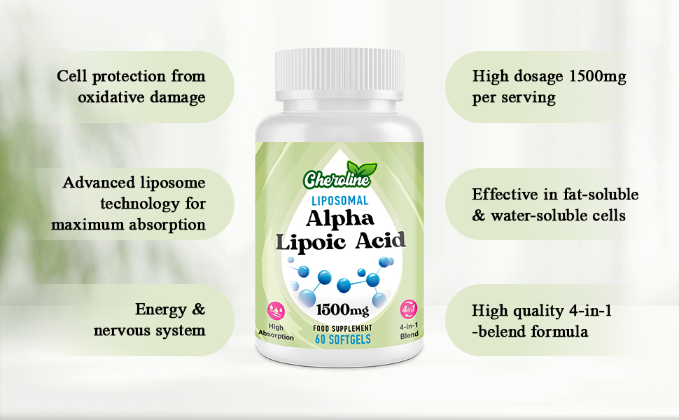 Liposomal Alpha Lipoic Acid 1500mg Per Serving, with Acetyl-L-Carnitine - Alpha Lipoic Acid With Acetyl L Carnitine
