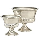 Grecian Champagne Bucket or Trophy-Cup Planters, Set of 2, Silver, Thick Metal, Handmade Aluminum...