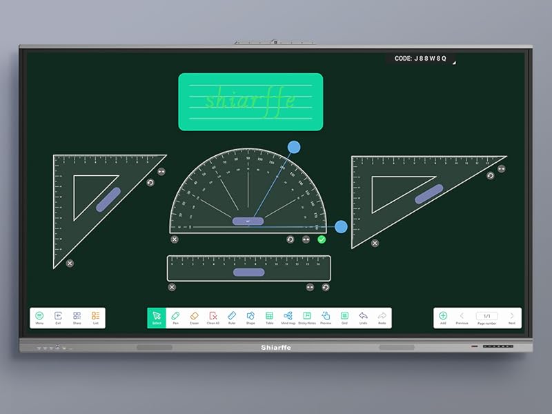 smart board with teaching tool: Ruler and Sticky Note