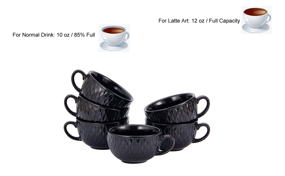 Coffeezone Set of 6 Cups Vintage Design 12 oz Professional