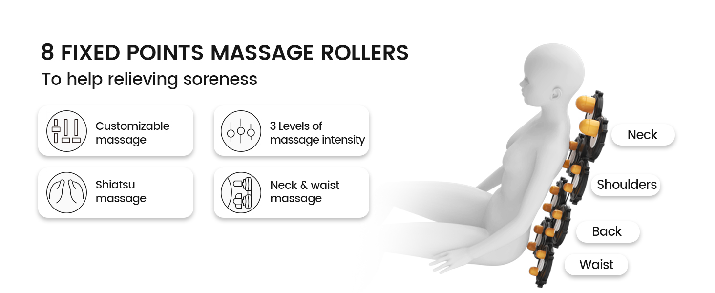 8 classical shiatsu massage rollers