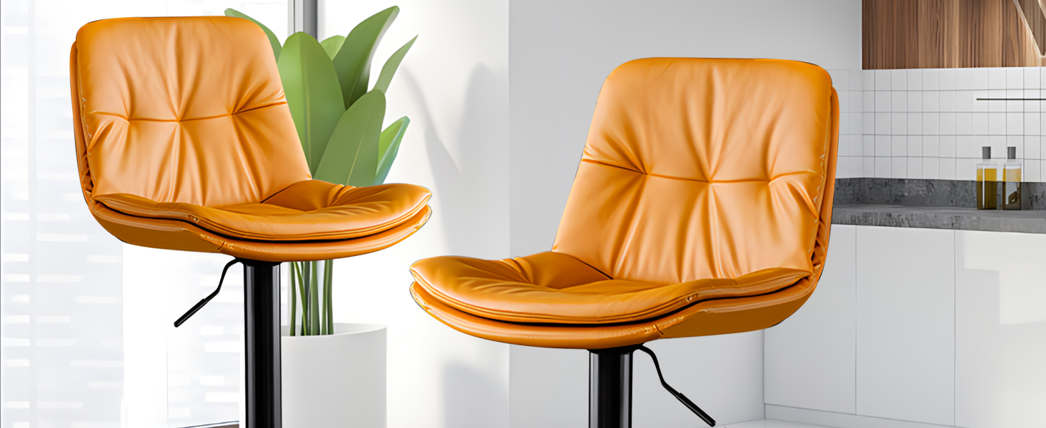 Swivel Bar Stools Set of 2, DoubleLayer Upholstered