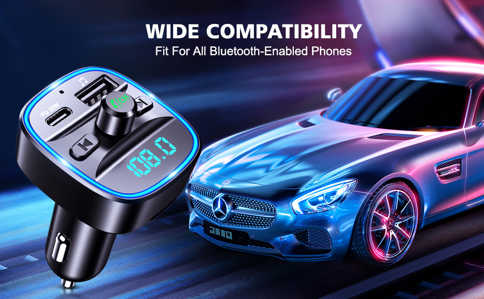 FOCBYE FM Transmitter for Car Bluetooth 5.0, Upgraded Car Audio