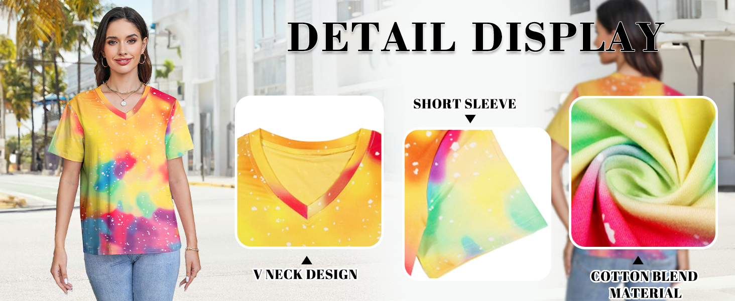 Details Refer To Womens V Neck Short Sleeves Shirts