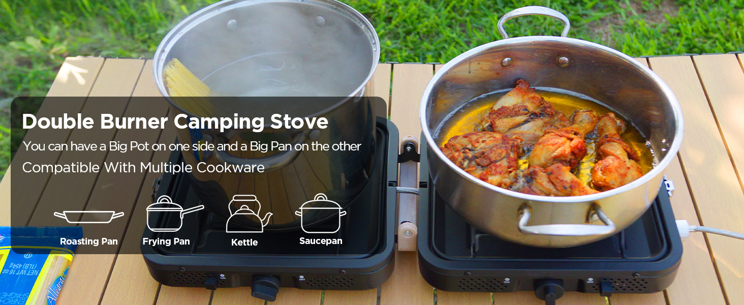 camping stove propane, portable camping stove, outdoor propane burner, 2 burner camp stove,