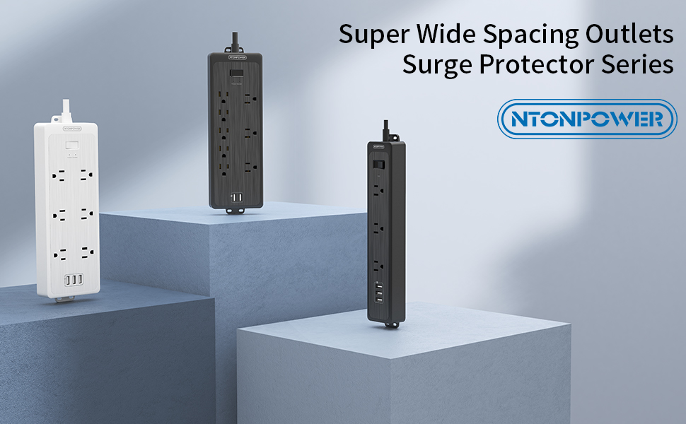 15 FT Extension Cord Surge Protector Power Strip 6 Super Wide Spaced