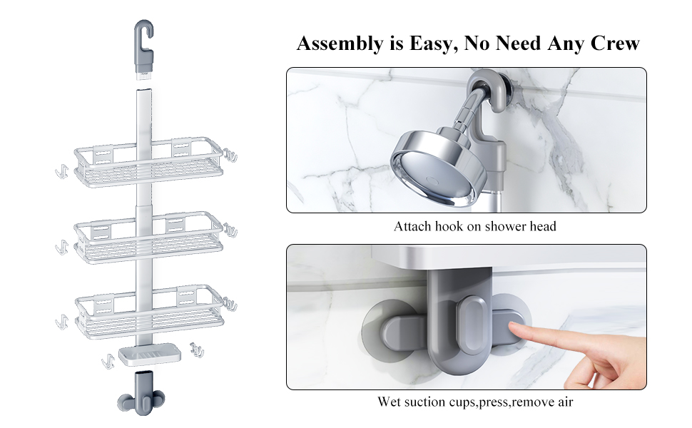 Kitstorack Shower Caddy over Shower Head, 4 Tier Large