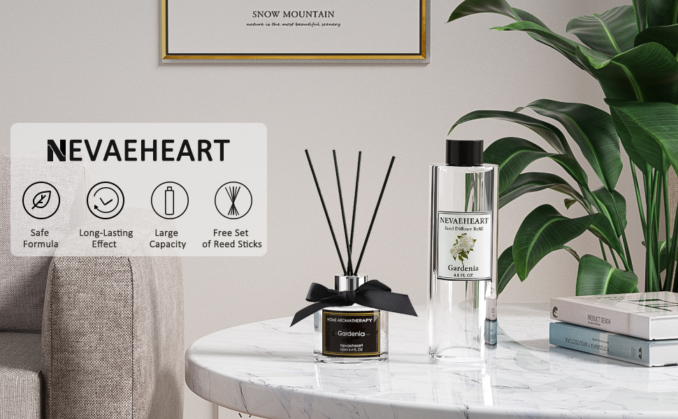 NEVAEHEART Patchouli Reed Diffuser Oil Refill and Sticks Set Includes