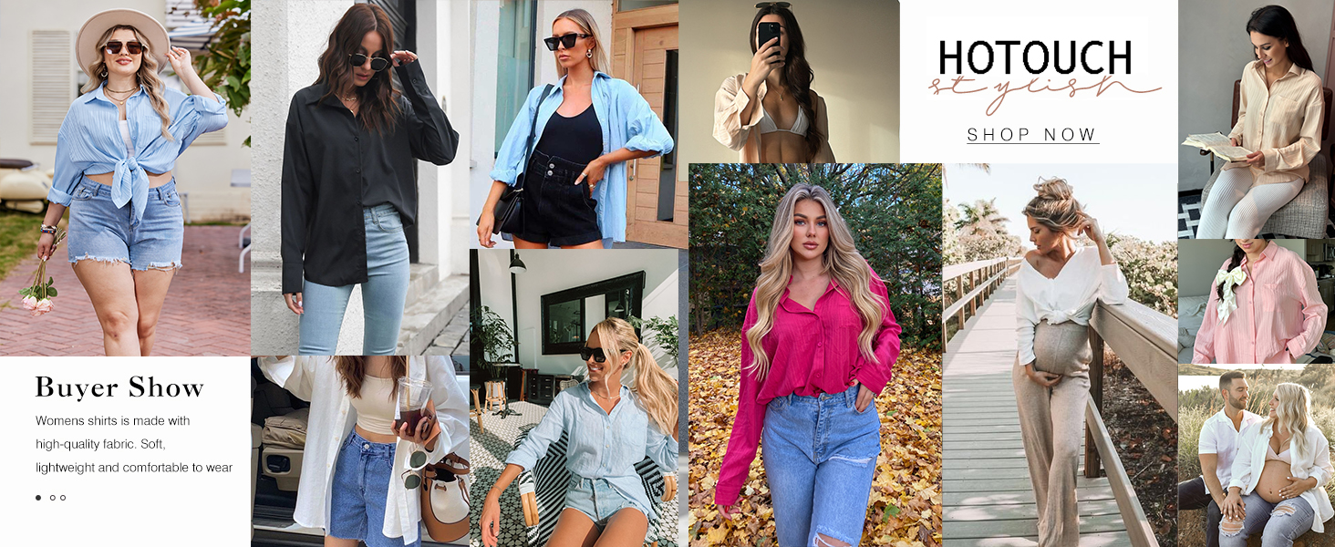 HOTOUCH Button Down Shirt Long Sleeve