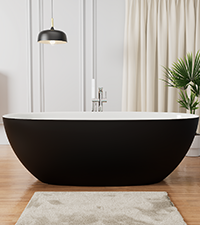 black and white solid stone bathtub