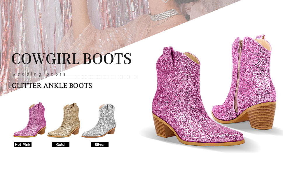 Amazon.com | KiutSymo Women's Glitter Ankle Boots Rhinestone