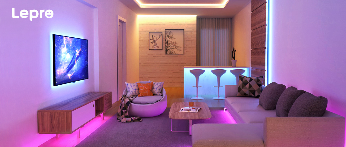 Lepro Led Lights, 50ft/15M Led Lights Strip for Bedroom (24.6ft*2), 20