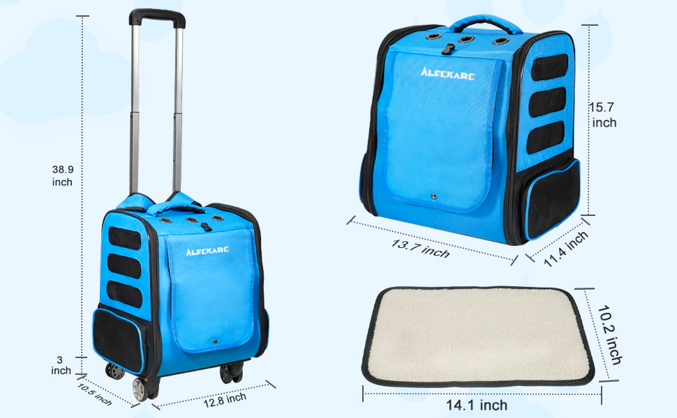 Rolling Cat Carrier Airplane Approved Pet Carrier with