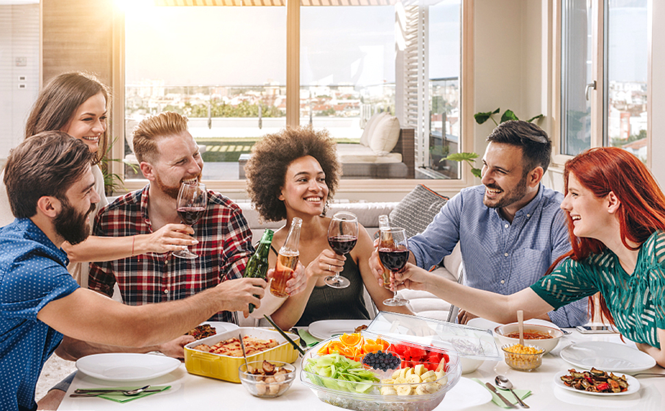 Chilled Veggie Tray with Lid, 15" Party Serving Platter
