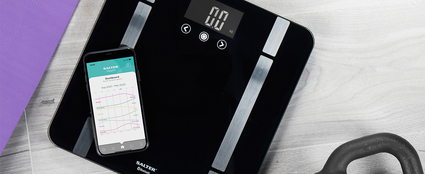 Salter SA00432FEU6 Smart Digital Bathroom Scale Bluetooth Connect to