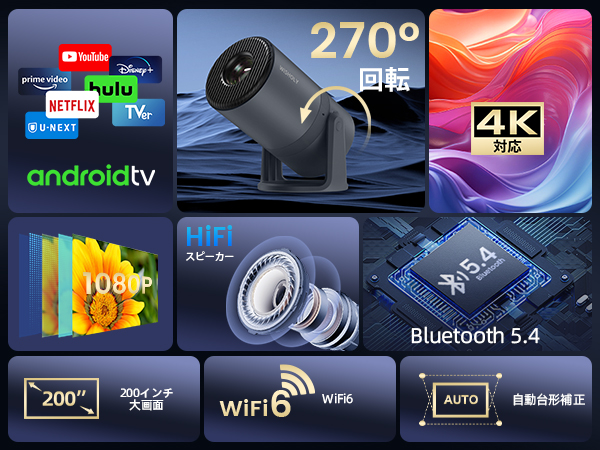 WISHOLY プロジェクター 家庭用 Android TV搭載・270°回転 Amazon.co.jp: WISHOLY プロジェクター 家庭用【2025年最新進化