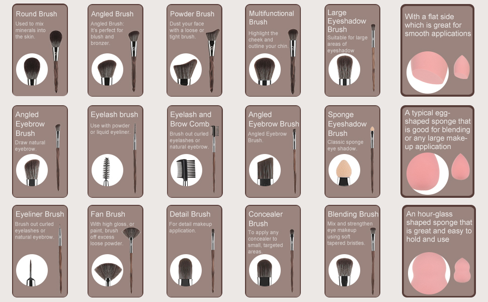 111 18pcs brow makeup brushes set