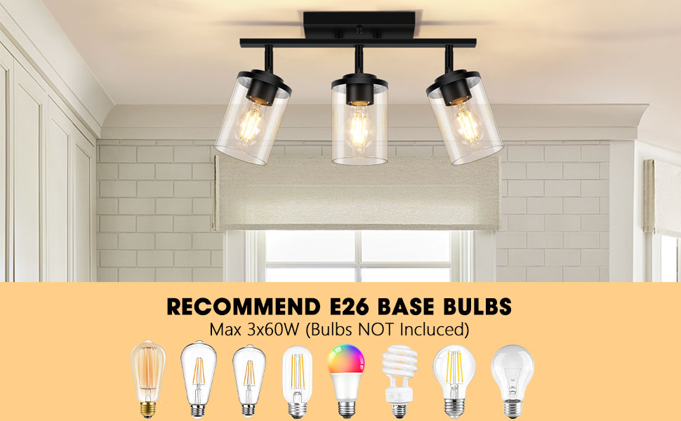 Kitchen Track Lighting Fixtures Ceiling with Clear Glass Shade
