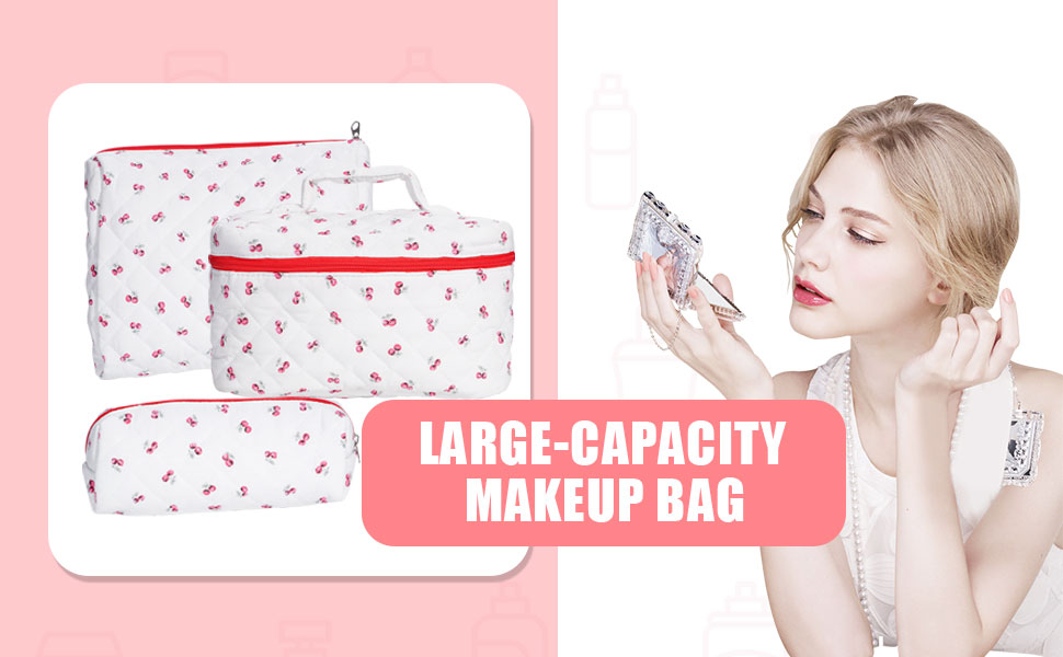 Quilted Cotton Cosmetic Bag Set