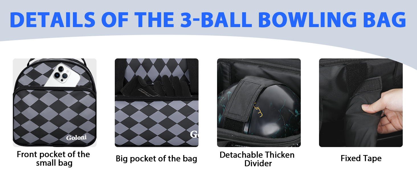 2 Ball Bowling Bag with Wheels,Retractable Handle Extends to 40"