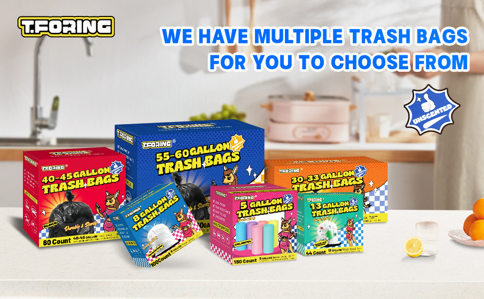 T.FORING Small Trash Bags 3 Gallon 240 Count Clear Garbage Bags Unscented,12 Liter