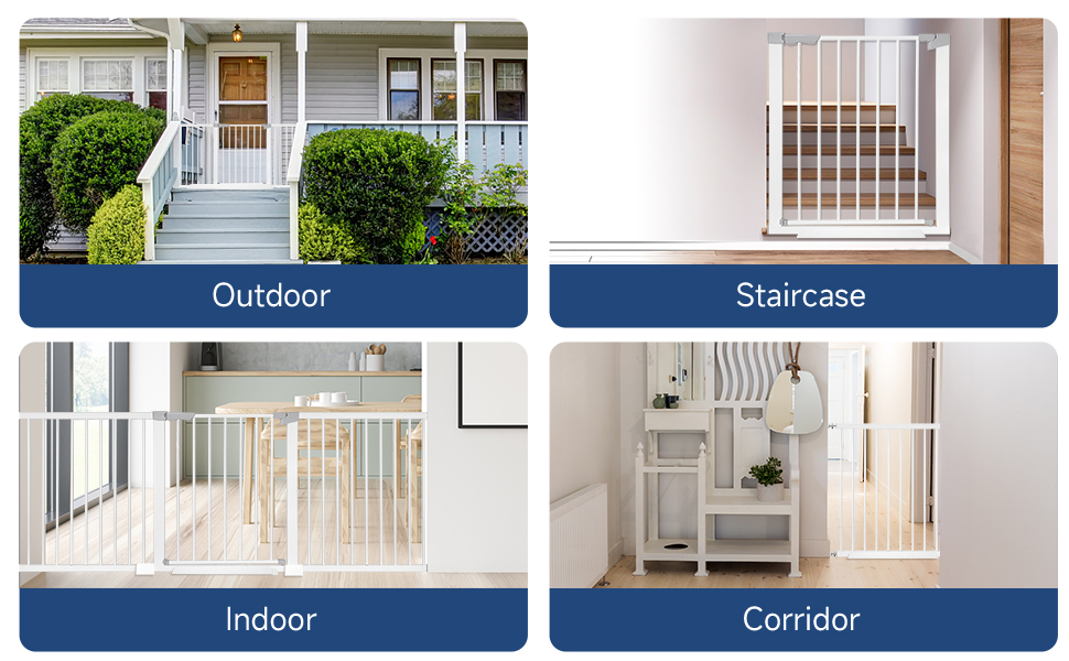 gate with door walk through easy to install for doorway or stairs extra wide pressure mounted