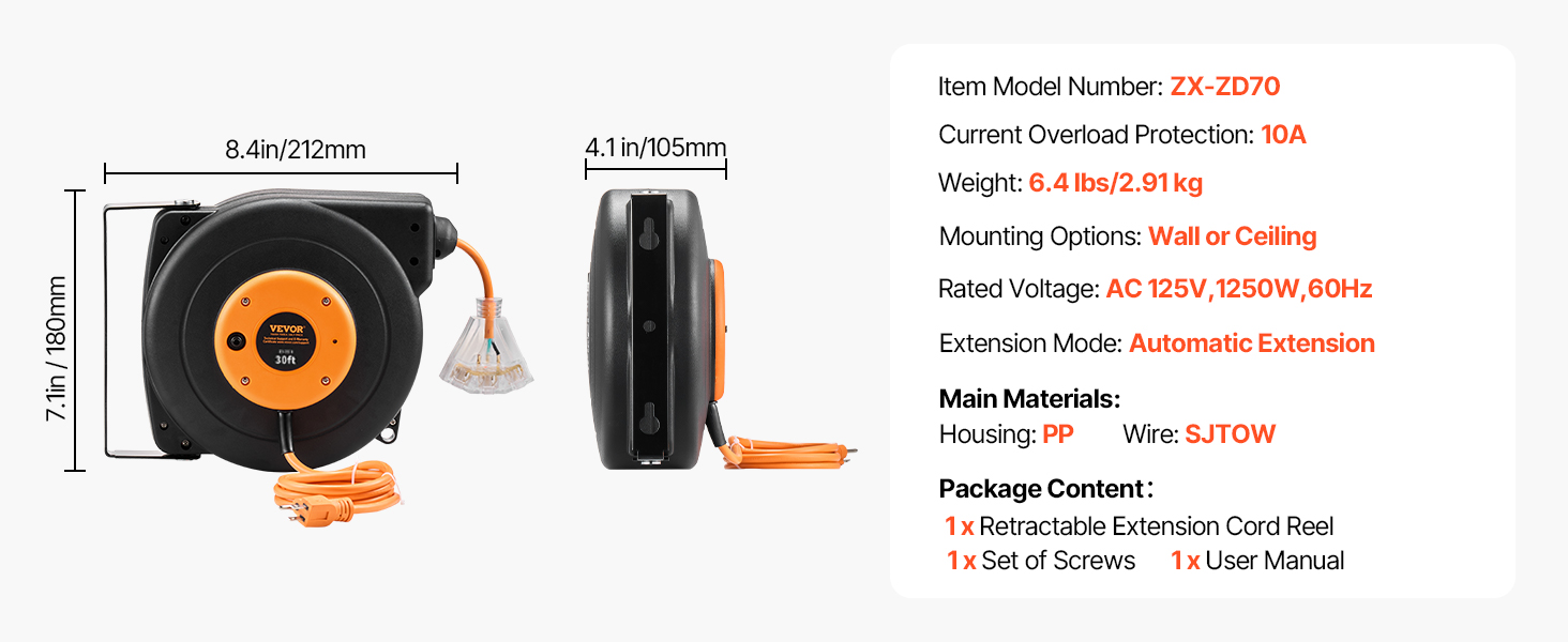 retractable extension cord