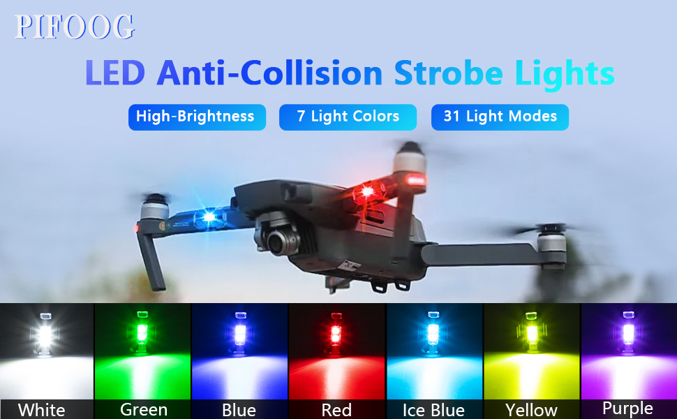 PIFOOG 7 Colors LED Strobe Lights Drone Aircraft Anti