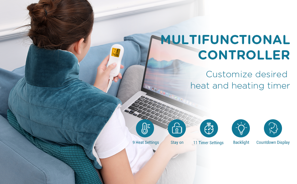 Weighted Heating Pad for Neck and Shoulders, Comfytemp 2.2lb Large