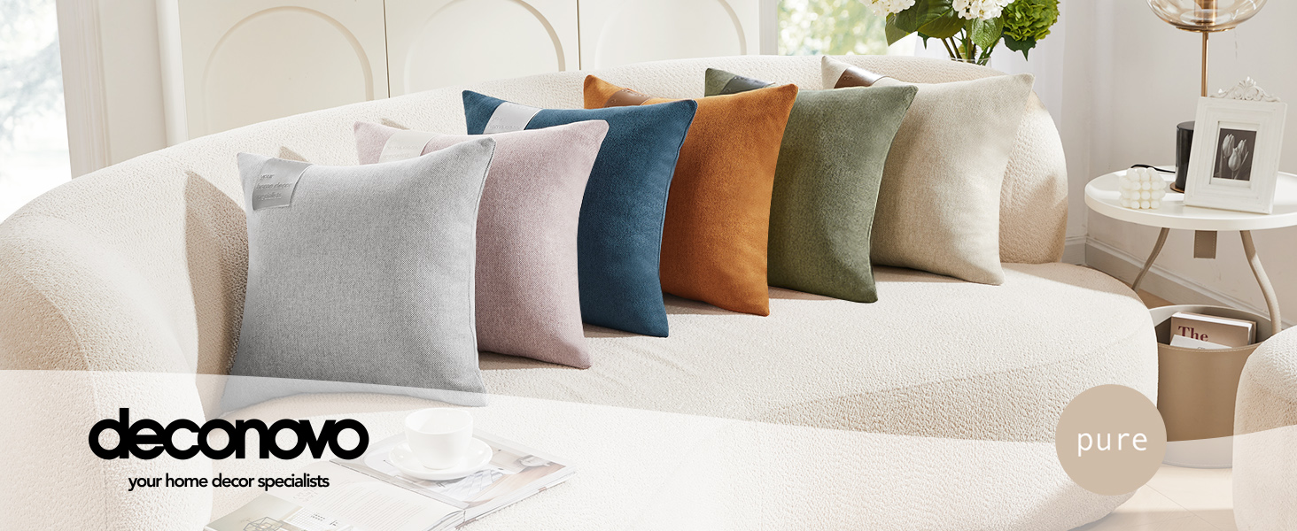 Deconovo Pack of 2 Pillow Covers 18x18, Decorative Linen