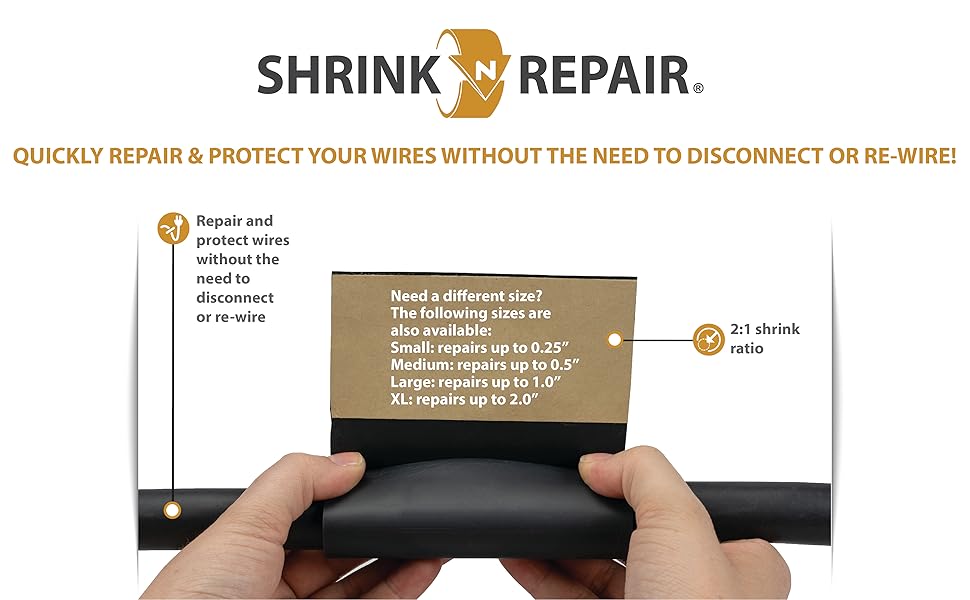 ShrinkNRepair WrapAround Heat Shrink for Large Wire Diameters from
