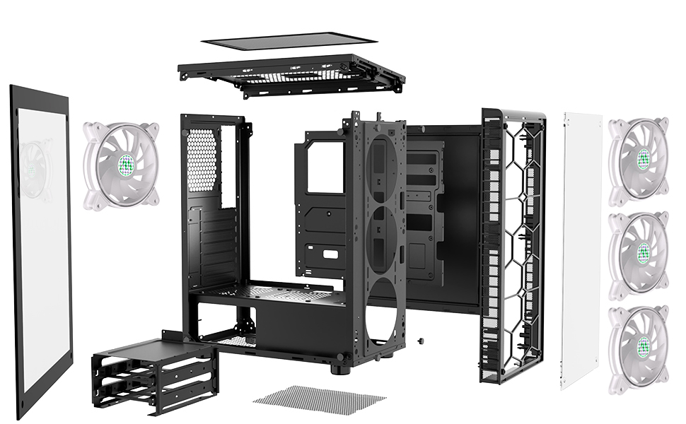 MOROVOL PC Case PreInstall 4PCS 120mm ARGB Fans, ATX
