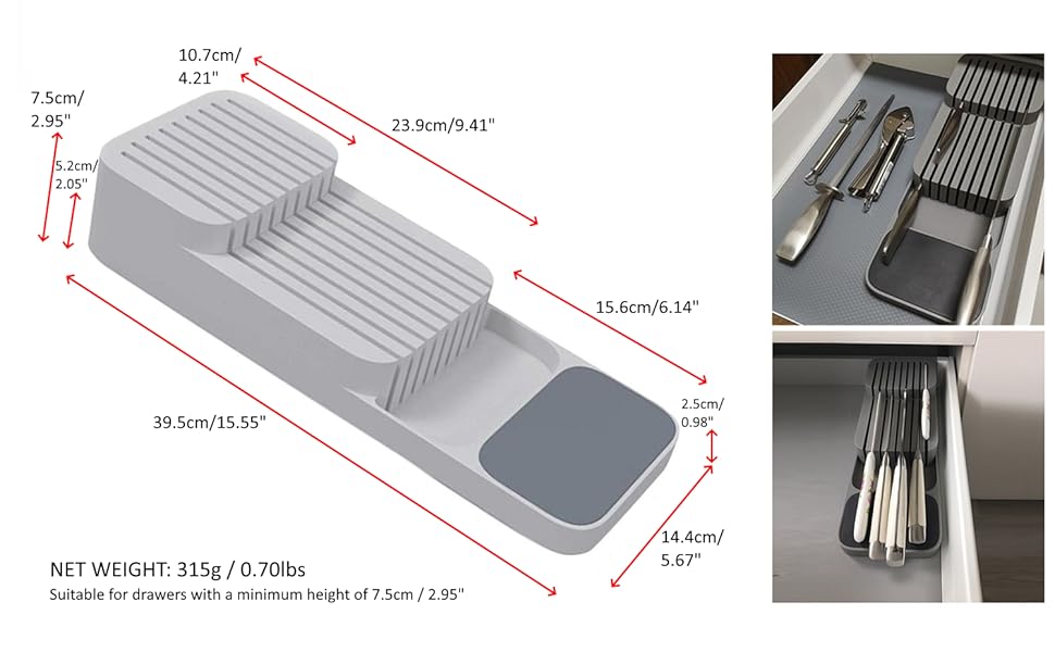 Kitchen Drawer Knife Storage Tray, Knife Holder, Knife Block Organiser