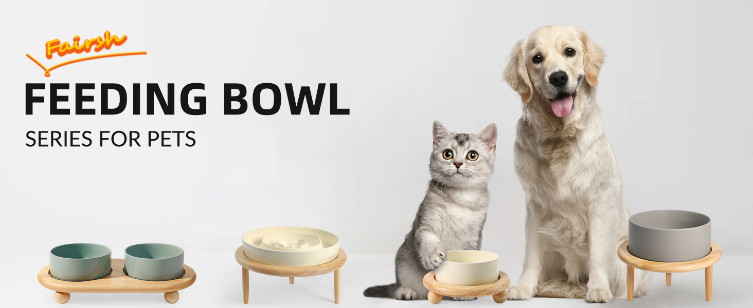 Fairsh Ceramic Slow Feeder Dog Bowls for Small Dogs