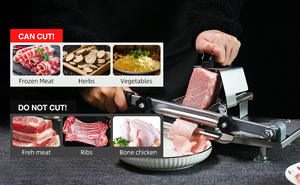 Koconic Manual Frozen Meat Slicer,Stainless Steel Meat Cleavers for
