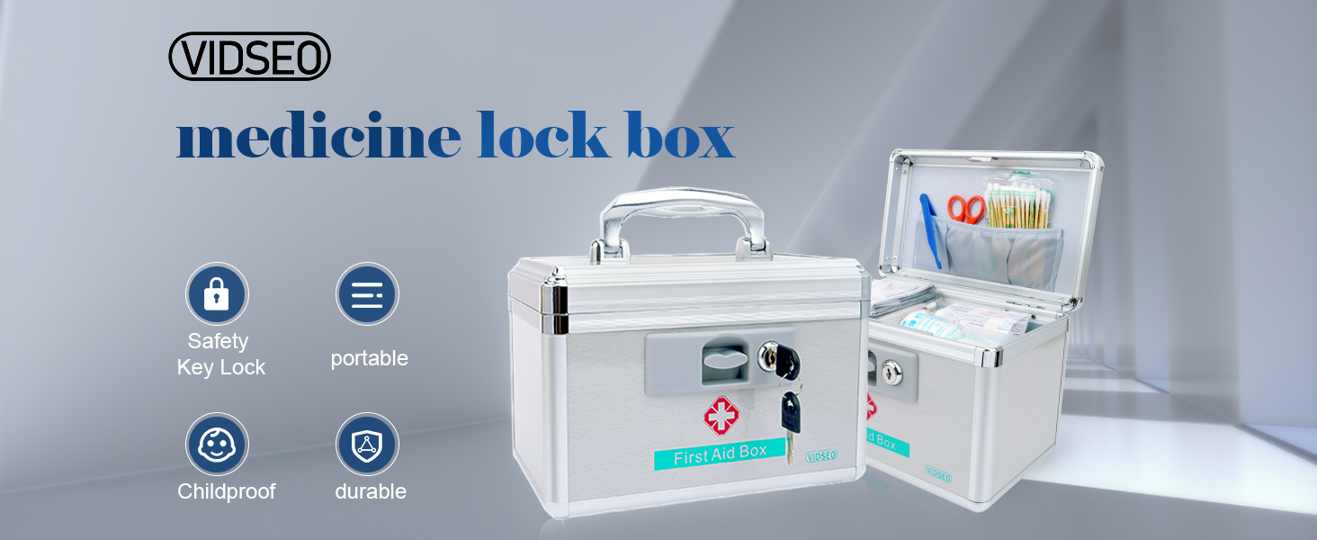 VIDSEO Medication Lock Box With Key, Locked Medicine Box