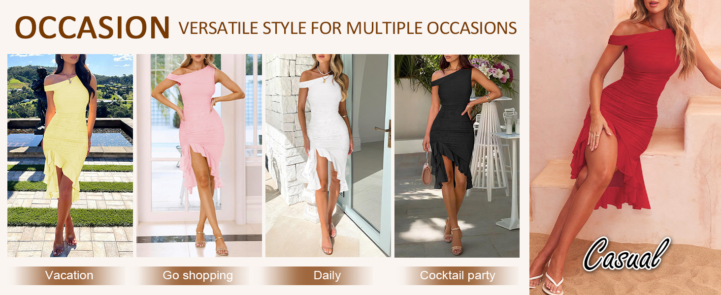 Shoulder Bodycon Midi Dress