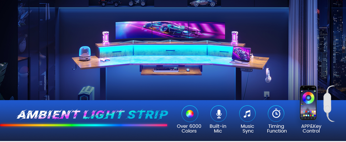 gaming desk with led lights 