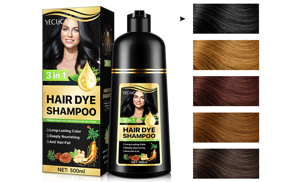 Black Hair Shampoo Haarkleur Haarkleur Zwart Haar Dye Shampoo Haarverf