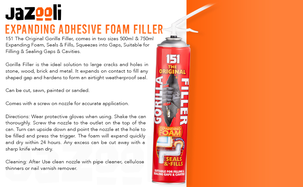 Jazooli Multipurpose Expanding Adhesive Quick Action Foam Filler Gaps