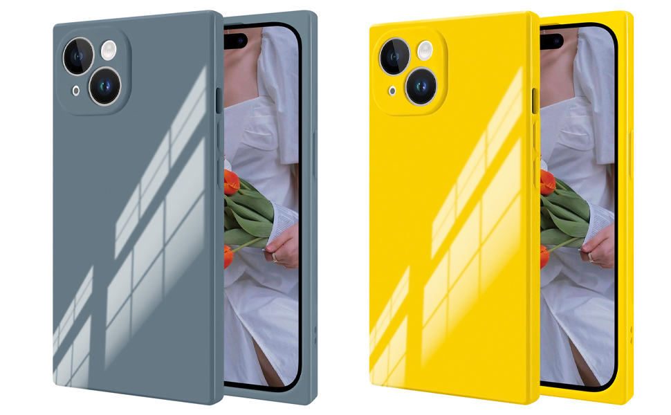 PSIOXY for iPhone 15 Square Case for Women Soft TPU Edge