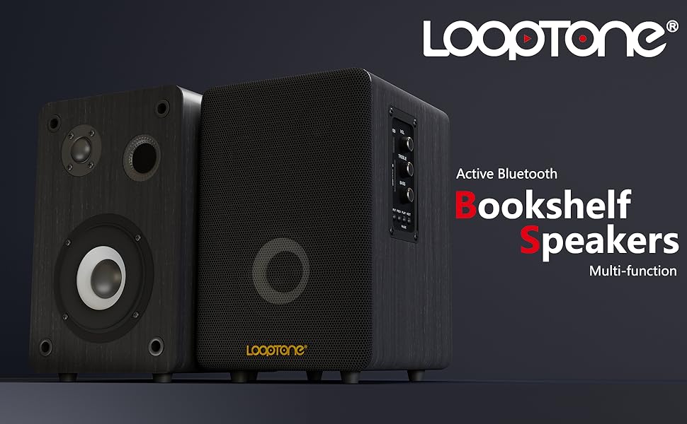 LOOPTONE Powered Bookshelf Speakers 2.0 Stereo Active Near Field Studio Monitors