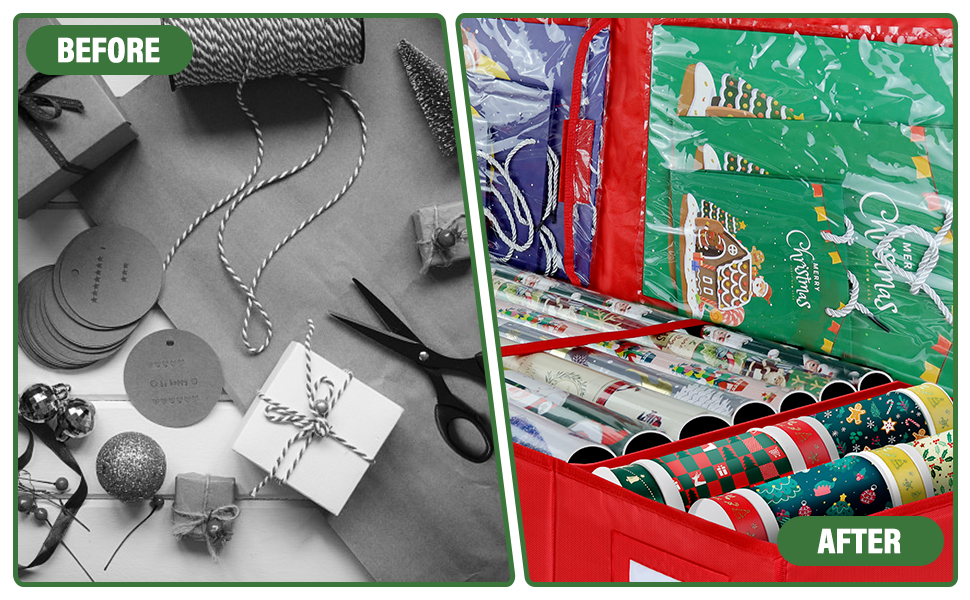 Wrapping Paper Storage 102x34x14cm 420D Oxford Fabric Wrapping Paper