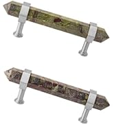 Rockcloud Pack of 2 Dragons Blood Stone Point Stone Drawer Pulls with Screws, Silver Tone Cabinet...