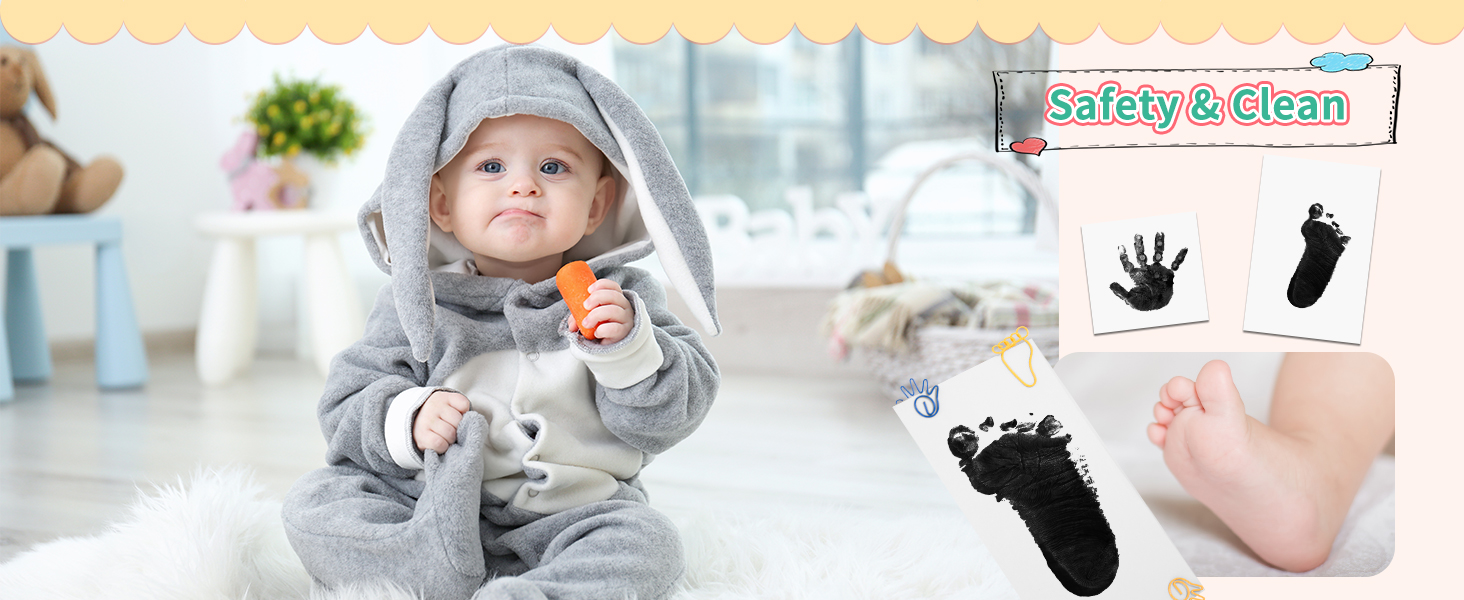 pet paw print kit inkless hand & footprint kit baby safe paint for handprints