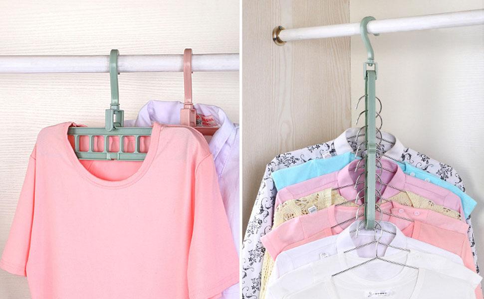 Magic Clothes Hanger Organizer, 5 PCS Rotate Antiskid Folding Hanger