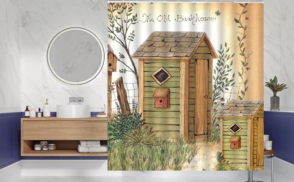 Primitive Country Shower Curtain Rustic Farmhouse Vintage