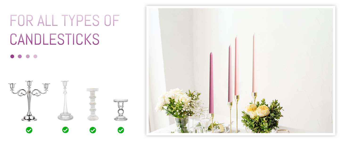 12 Inch Purple Taper Candles Set of 4