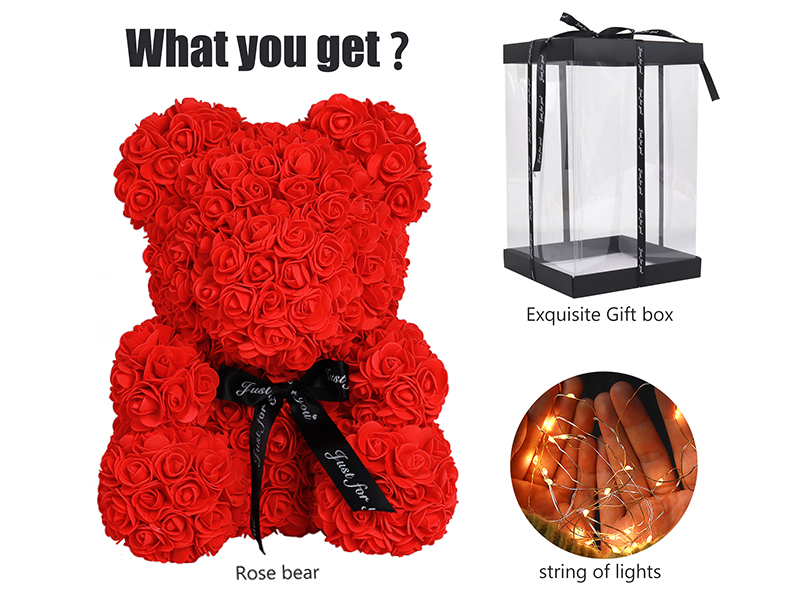 Rose Teddy Bear, Rose Bear Teddy Bear,10" Flower Bears with