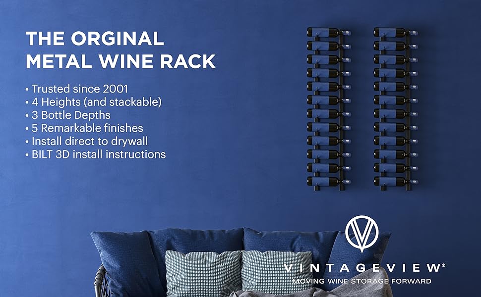 VintageView W Series Wine Rack 4 Metal Wall Mounted Wine Rack